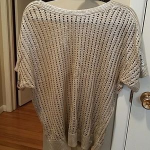 Chico's Metallic Boatneck Mesh Sweater